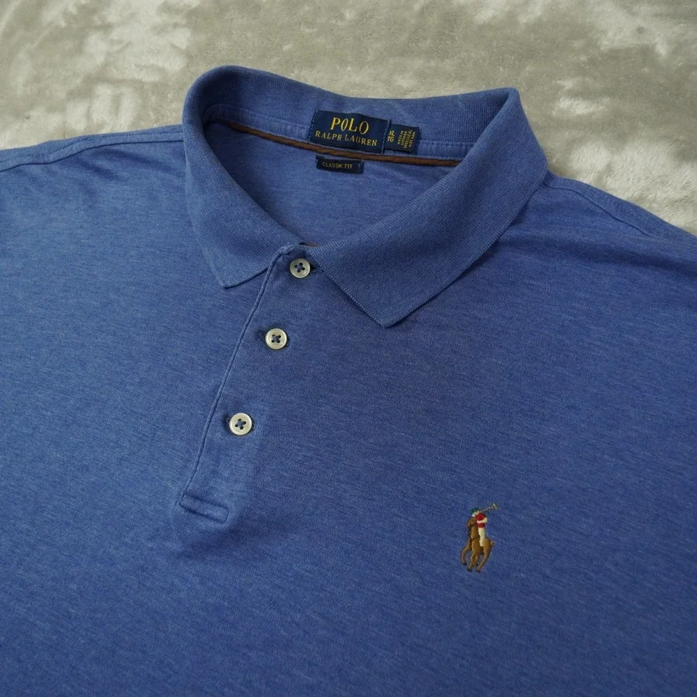 Polo Ralph Lauren Classic Fit Polo Shirt Men's XL Blue Long Sleeve Preppy